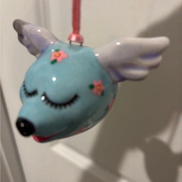 Vintage Whimsical Ceramic Flying Pig Necklace - Picture 3 of 6